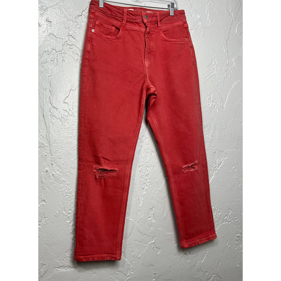 Pilcro for Anthropologie Washed Red High-Rise Slim Jeans Size 31 - Picture 4 of 12